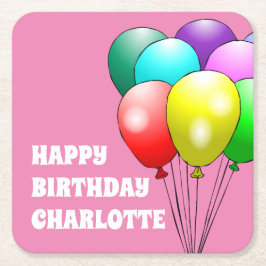 ハッピーバースデーバルーン紙コースター スクエアペーパーコースター
