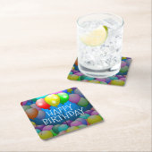 ハッピーバースデーバルーン紙コースター スクエアペーパーコースター (インサイチュ)