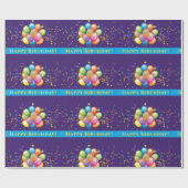 ハッピーバースデーバルーン紫 ラッピングペーパー (フラット)