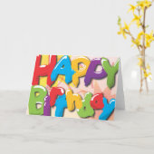 ハッピーバースデーバルーン カード (黄色い花)