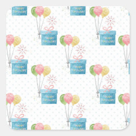 ハッピーバースデーバルーン スクエアシール