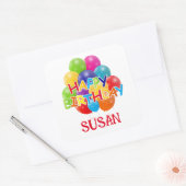 ハッピーバースデーバルーン スクエアシール (封筒)