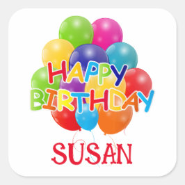 ハッピーバースデーバルーン スクエアシール