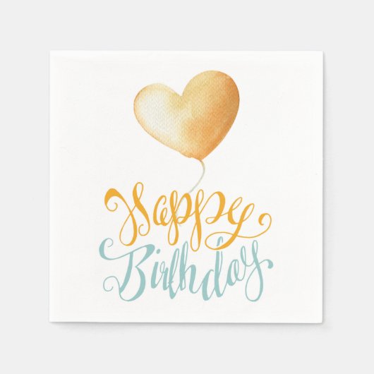 ハッピーバースデーバルーン スタンダードカクテルナプキン (正面)