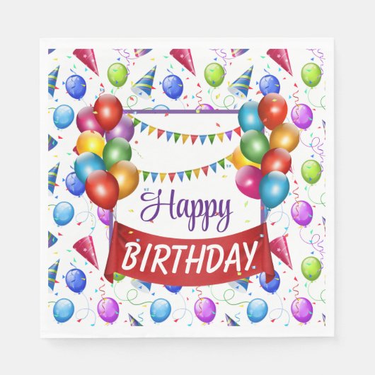 ハッピーバースデーバルーン スタンダードランチョンナプキン (正面)