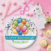 ハッピーバースデーバルーン – テンプレート カスタマイズ ペーパープレート (パーティー)