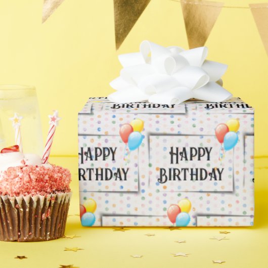 ハッピーバースデーバルーン（ドット） ラッピングペーパー (誕生日パーティー)