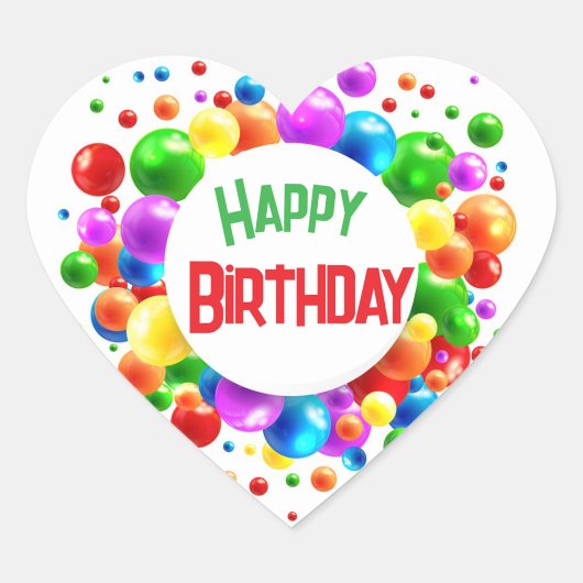 ハッピーバースデーバルーン ハートシール