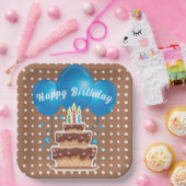 ハッピーバースデーバルーン ペーパープレート (パーティー)