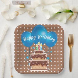 ハッピーバースデーバルーン ペーパープレート