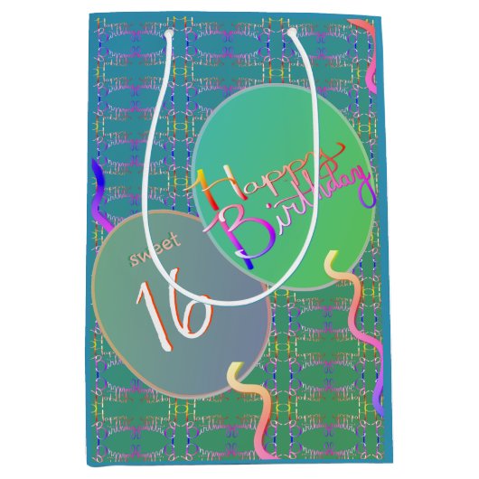 ハッピーバースデーバルーン ミディアムペーパーバッグ (正面)