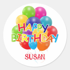 ハッピーバースデーバルーン ラウンドシール