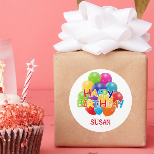 ハッピーバースデーバルーン ラウンドシール (パーティー)