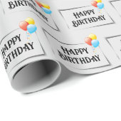 ハッピーバースデーバルーン（灰色） ラッピングペーパー (ロールコーナー)