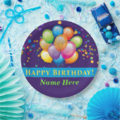 ハッピーバースデーバルーン – 紫カスタマイズ ペーパープレート (パーティー)