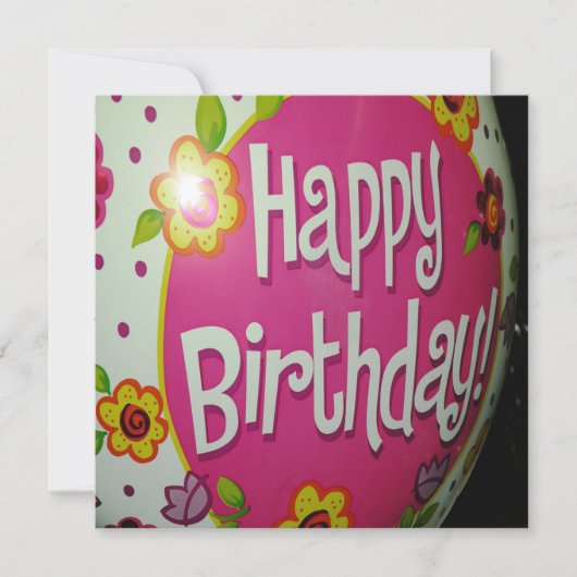 ハッピーバースデーバルーン（花つき）、バルーンデザイン 招待状 (正面)