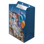 ハッピーバースデーバルーンinサントリーニ，ギリシャ ミディアムペーパーバッグ (裏面アングル)