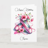 ハッピーバースデーバレエとカラーリングページガール カード (正面)