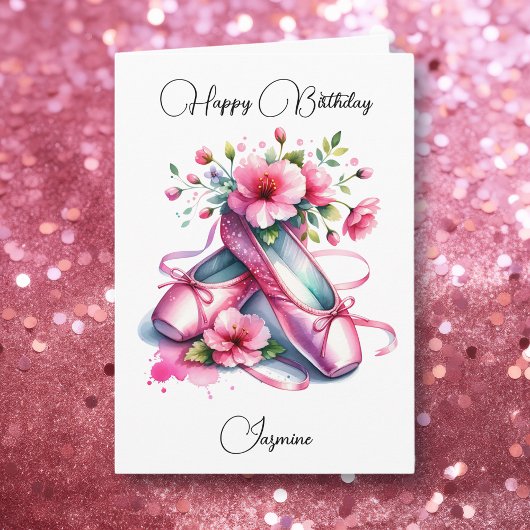 ハッピーバースデーバレエとカラーリングページガール カード