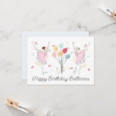 ハッピーバースデーバレリーナ誕生日バレエバルーン カード (正面/裏面インサイチュ)