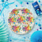 ハッピーバースデーバローンズアンドストリーマー ペーパープレート (パーティー)