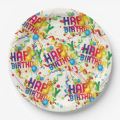 ハッピーバースデーバローンズアンドストリーマー ペーパープレート (正面)