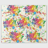 ハッピーバースデーバローンズアンドストリーマー ラッピングペーパー (フラット)