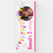 ハッピーバースデーバンティングサークルのフォトバナー 横断幕 (縦)