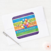 ハッピーバースデーバ数々のルーンカラー スクエアシール (封筒)