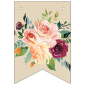 ハッピーバースデーバ素朴ルガンディピンク秋フローラ バンティングフラッグ (第1の旗)