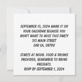 ハッピーバースデーバ飛んでいるナー上の二平面 招待状 (裏面)