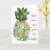 ハッピーバースデーパイナップルフルーツ甘い金ゴールドハート カード (黄色い花)