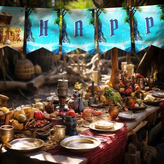 ハッピーバースデーパイレーツパラダイス バンティングフラッグ