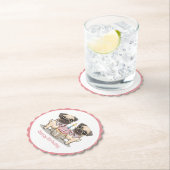 ハッピーバースデーパグドッグカップケーキ ペーパーコースター (インサイチュ)