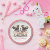 ハッピーバースデーパグドッグカップケーキ ペーパープレート (パーティー)