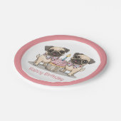 ハッピーバースデーパグドッグカップケーキ ペーパープレート (アングル)