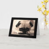 ハッピーバースデーパグパピードッグブラックグリーティングカード カード (黄色い花)