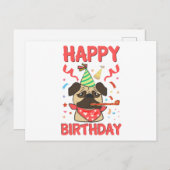 ハッピーバースデーパグブルドッグ ポストカード (正面/裏面)