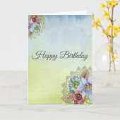 ハッピーバースデーパステルかわいらしフラワーズ カード (黄色い花)