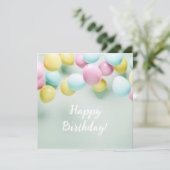 ハッピーバースデーパステルカラフルバロンお祝い カード (スタンド正面)