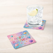 ハッピーバースデーパステルコースター スクエアペーパーコースター (インサイチュ)
