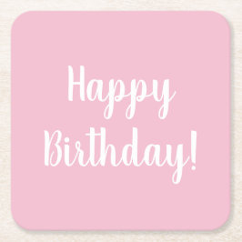 ハッピーバースデーパステルピンクバースデーパーティー スクエアペーパーコースター