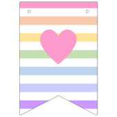 ハッピーバースデーパステルレインボーホワイトストライプズ バンティングフラッグ (第1の旗)