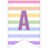 ハッピーバースデーパステルレインボーホワイトストライプズ バンティングフラッグ (第3の旗)