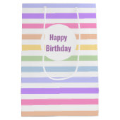 ハッピーバースデーパステルレインボーホワイトストライプズ ミディアムペーパーバッグ (裏面)