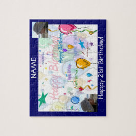 ハッピーバースデーパズル（写真を使用してパーソナライズ） ジグソーパズル