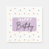 ハッピーバースデーパターカラフルン付き スタンダードカクテルナプキン (正面)