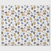 ハッピーバースデーパターンのネイビーブルーラッピング紙 ラッピングペーパー (フラット)