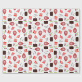 ハッピーバースデーパターンの赤いラッピング紙 ラッピングペーパー (フラット)