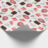 ハッピーバースデーパターンの赤いラッピング紙 ラッピングペーパー (角)